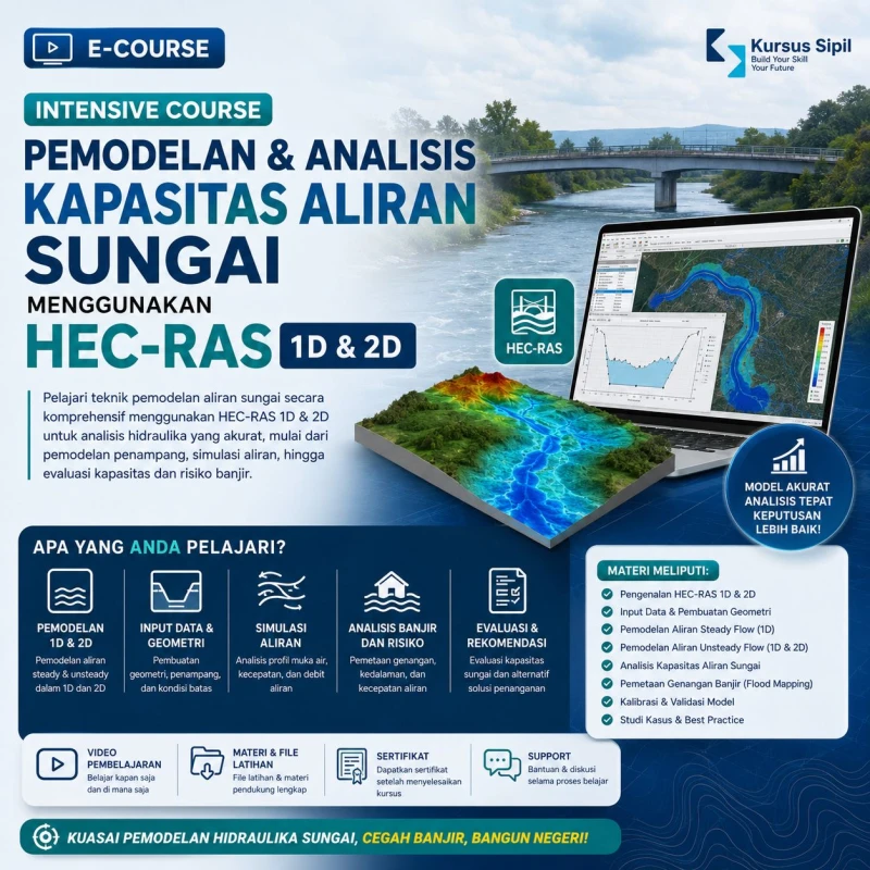 Intensive Course Pemodelan & Analisis Kapasitas Aliran Sungai Menggunakan HEC-RAS 1D & 2D