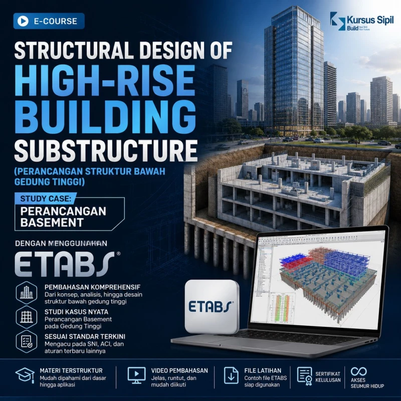 Structural Design of High-Rise Building Substructure (Perancangan Struktur Bawah Gedung Tinggi Study Case: Perancangan Basement) dengan menggunakan ETABS