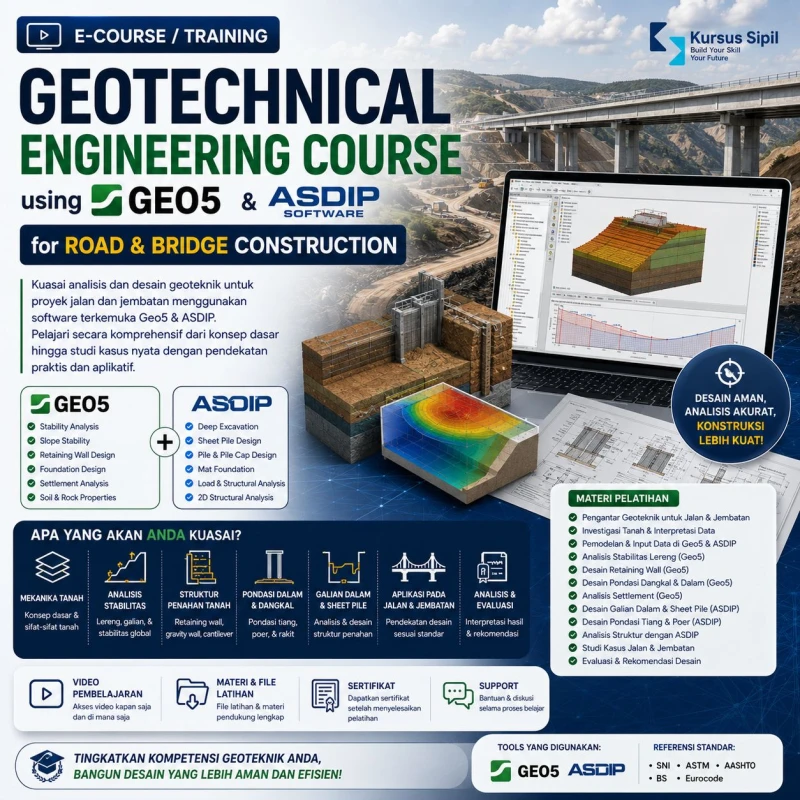 Geotechnical Engineering Course using Geo5 & ASDIP Software for Road & Bridge Construction