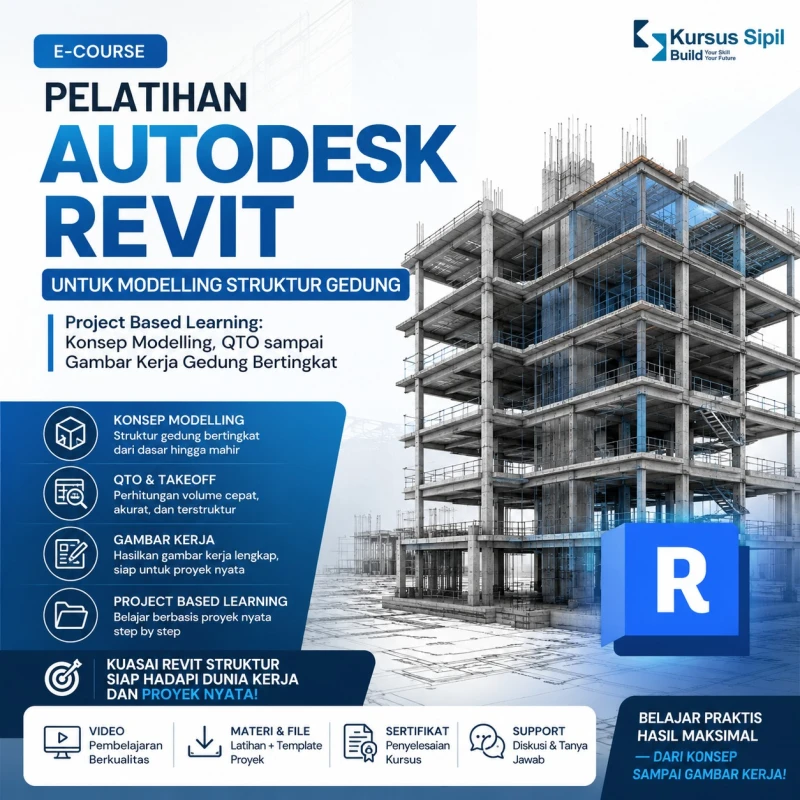 PELATIHAN AUTODESK REVIT UNTUK MODELLING STRUKTUR GEDUNG | Project Based Learning: Konsep Modelling, QTO sampai Gambar Kerja Gedung Bertingkat