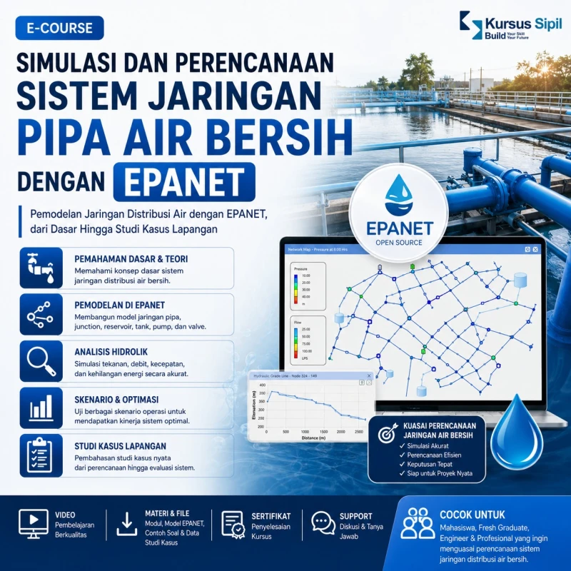 SIMULASI DAN PERENCANAAN SISTEM JARINGAN PIPA AIR BERSIH DENGAN EPANET (Pemodelan Jaringan Distribusi Air dengan EPANET, dari Dasar Hingga Studi Kasus Lapangan)