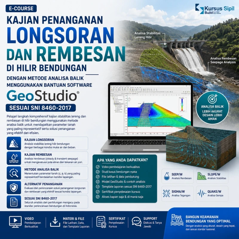 Kajian Penanganan Longsoran dan Rembesan di Hilir Bendungan dengan Metode Analisa Balik menggunakan Bantuan Software Geostudio Sesuai SNI 8460-2017