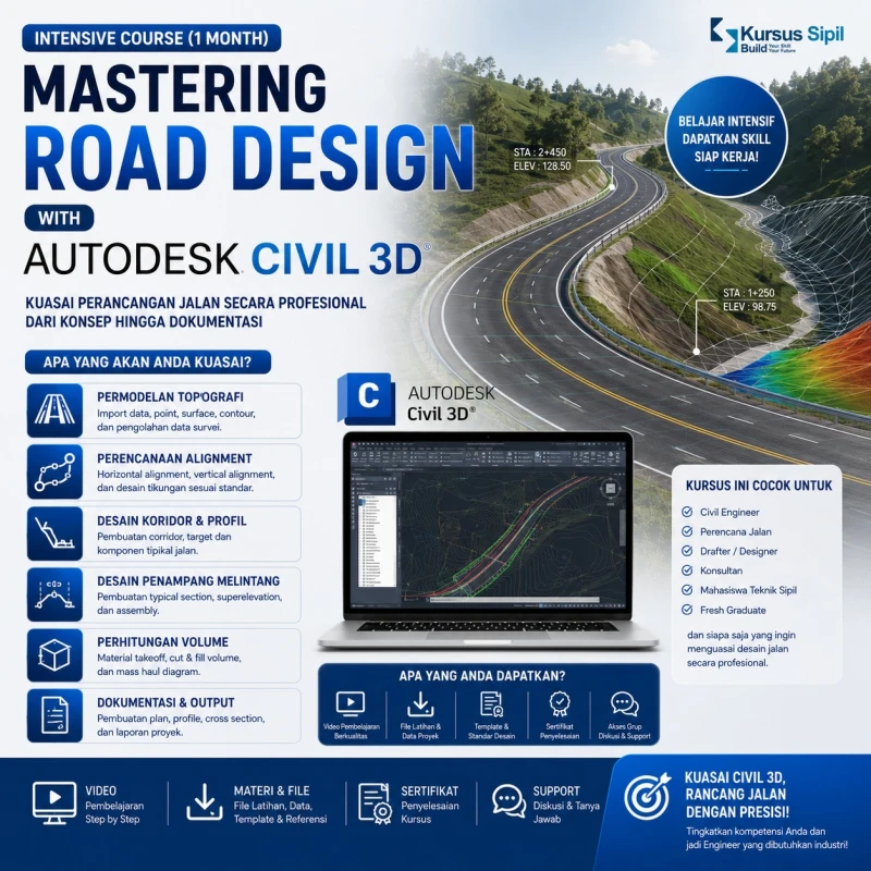 Intensive Course (1 Month) Mastering Road Design with Autodesk Civil 3D