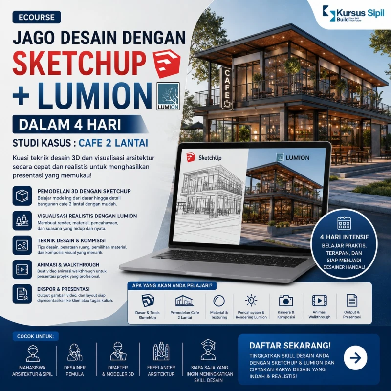 Jago Desain dengan Sketchup + Lumion dalam 4 Hari  Studi Kasus : Cafe 2 Lantai