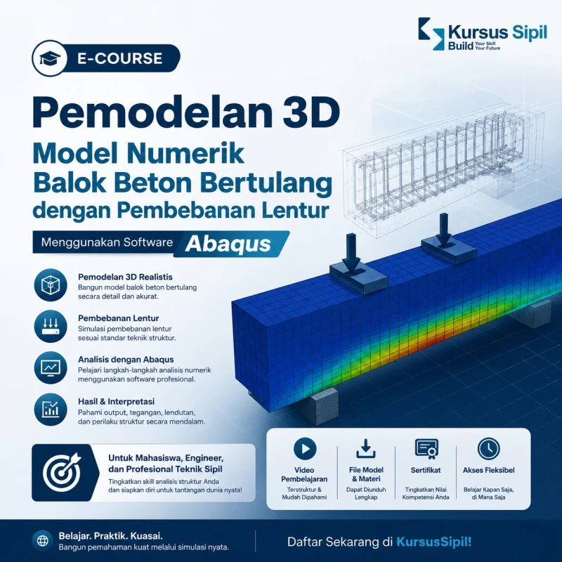Pemodelan 3D Modeal Numerik Balok Beton Bertulang dengan Pembebanan Lentur Menggunakan Software Abaqus