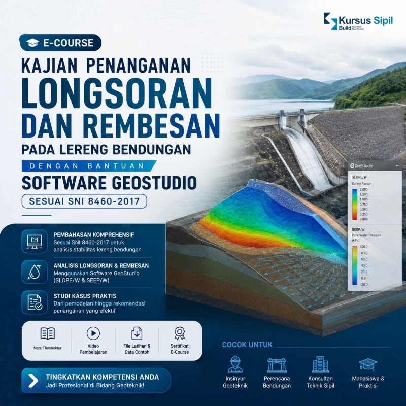 Kajian Penanganan Longsoran dan Rembesan pada Lereng Bendungan dengan Bantuan Software Geostdio sesuai SNI 8460-2017