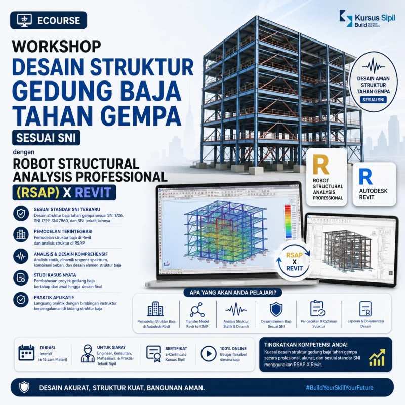 Workshop Desain Struktur Gedung Baja Tahan Gempa Sesuai SNI dengan Robot Structural Analysis Professional (RSAP) X Revit